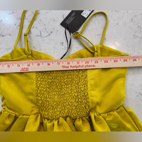 Future Collective Women's Sweetheart Bubble Satin Midi Dress Yellow XS NWT - Picture 11 of 12